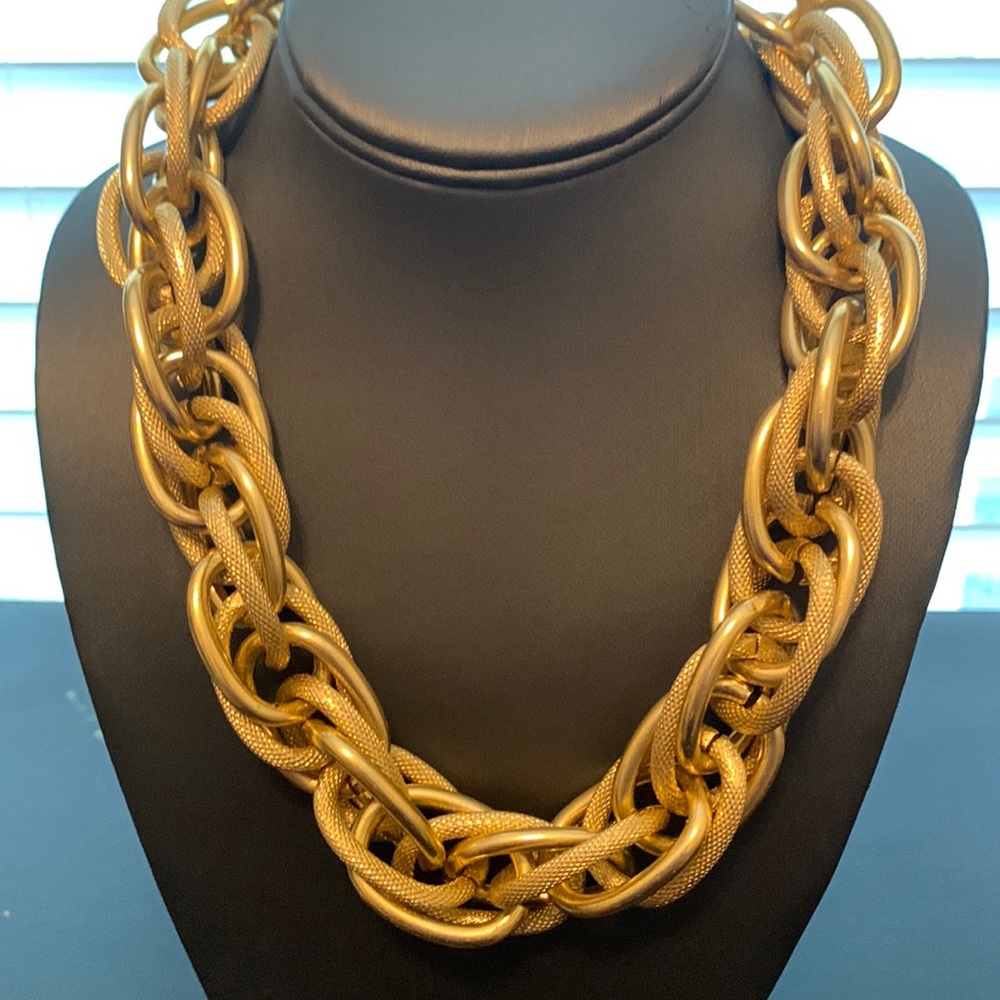 RJ Graziano Signed Textured Chunky Link Chain Necklace Vintage Strand